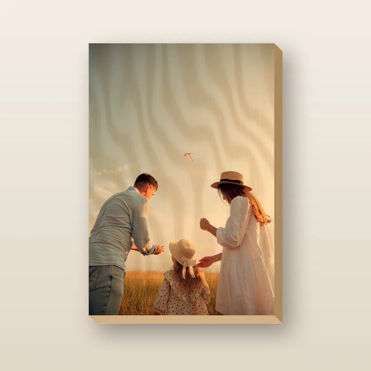 La même photo, imprimée sur une planche de bois